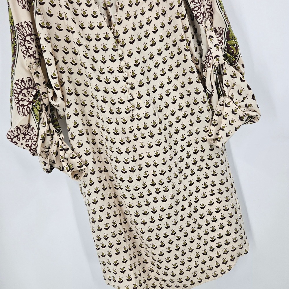 Vintage Veronica Beard Silk Mini Dress Cream Floral Block Print Quiet Luxury 1 - Picture 2 of 14